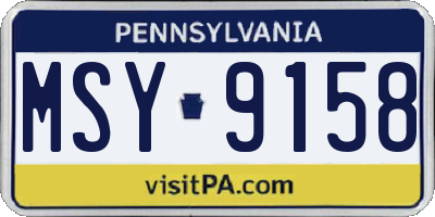 PA license plate MSY9158