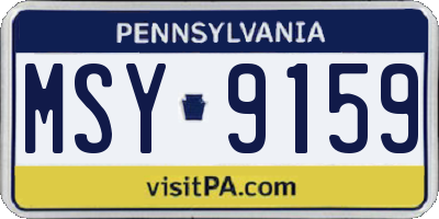 PA license plate MSY9159