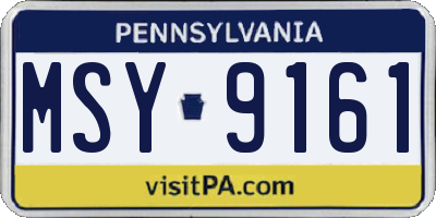 PA license plate MSY9161