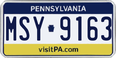 PA license plate MSY9163