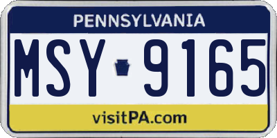 PA license plate MSY9165