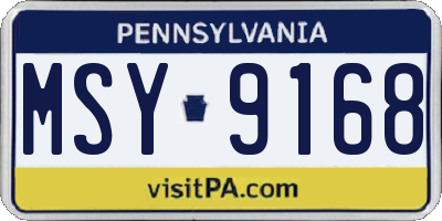 PA license plate MSY9168