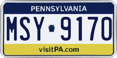 PA license plate MSY9170