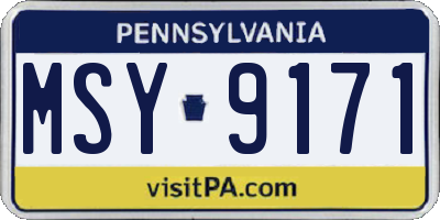 PA license plate MSY9171