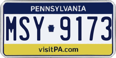 PA license plate MSY9173