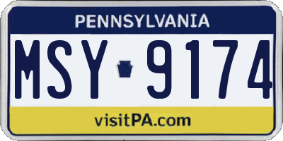 PA license plate MSY9174
