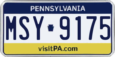 PA license plate MSY9175