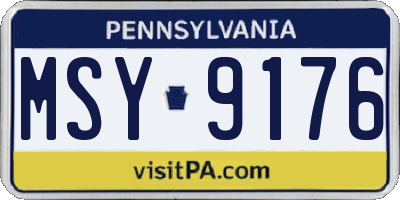 PA license plate MSY9176