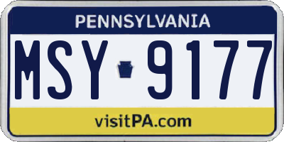 PA license plate MSY9177