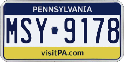 PA license plate MSY9178
