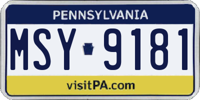 PA license plate MSY9181