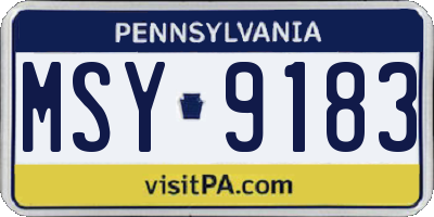 PA license plate MSY9183
