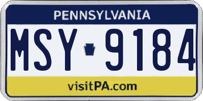 PA license plate MSY9184