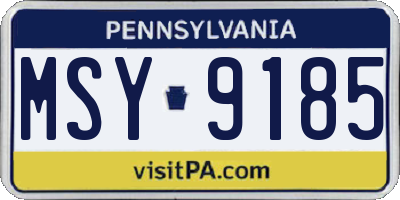 PA license plate MSY9185