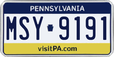 PA license plate MSY9191
