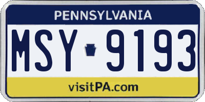 PA license plate MSY9193