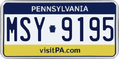 PA license plate MSY9195