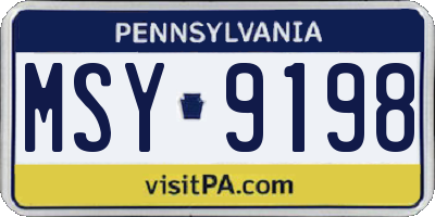 PA license plate MSY9198