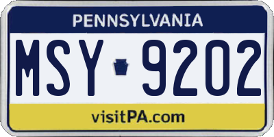 PA license plate MSY9202