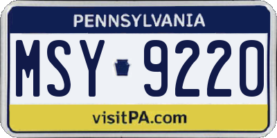 PA license plate MSY9220