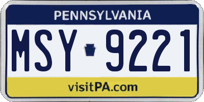 PA license plate MSY9221