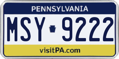 PA license plate MSY9222