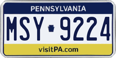 PA license plate MSY9224