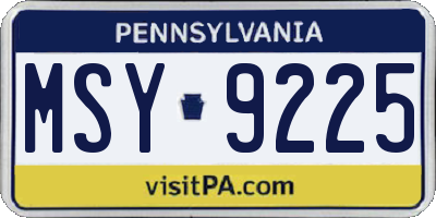PA license plate MSY9225