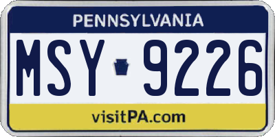 PA license plate MSY9226