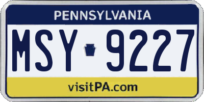 PA license plate MSY9227