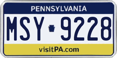 PA license plate MSY9228