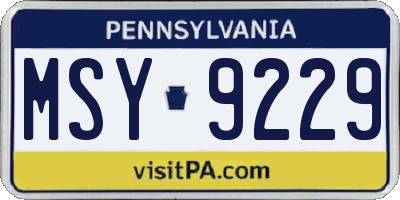 PA license plate MSY9229