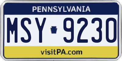PA license plate MSY9230
