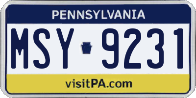 PA license plate MSY9231