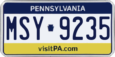 PA license plate MSY9235