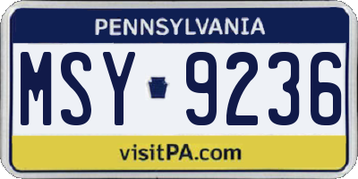 PA license plate MSY9236