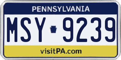 PA license plate MSY9239