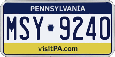 PA license plate MSY9240