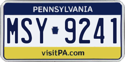 PA license plate MSY9241