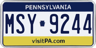 PA license plate MSY9244
