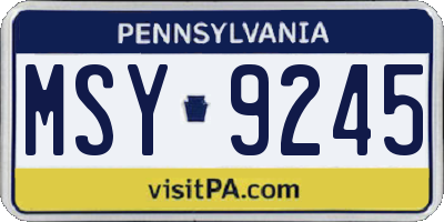 PA license plate MSY9245