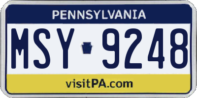 PA license plate MSY9248