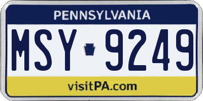 PA license plate MSY9249