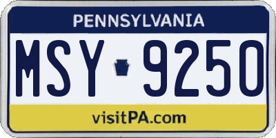 PA license plate MSY9250