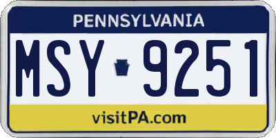 PA license plate MSY9251