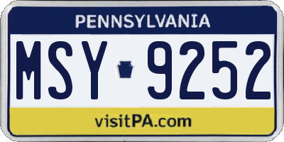 PA license plate MSY9252