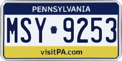 PA license plate MSY9253
