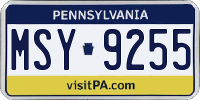 PA license plate MSY9255