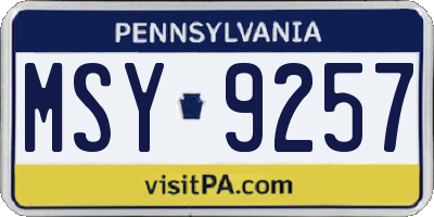 PA license plate MSY9257