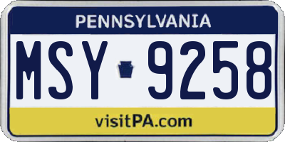 PA license plate MSY9258